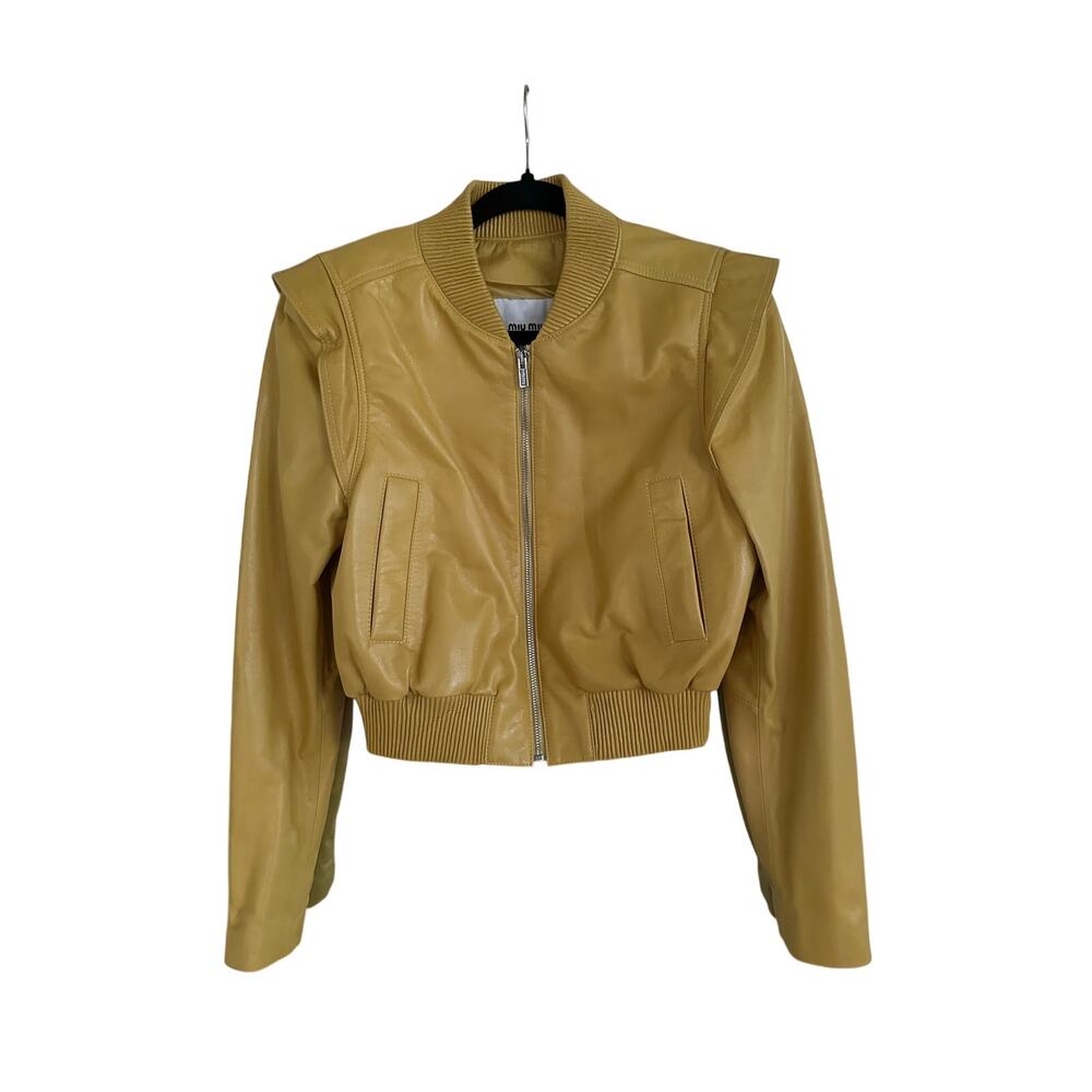 Authentic NWOT Miu Miu Yellow Leather Jacket Size Small